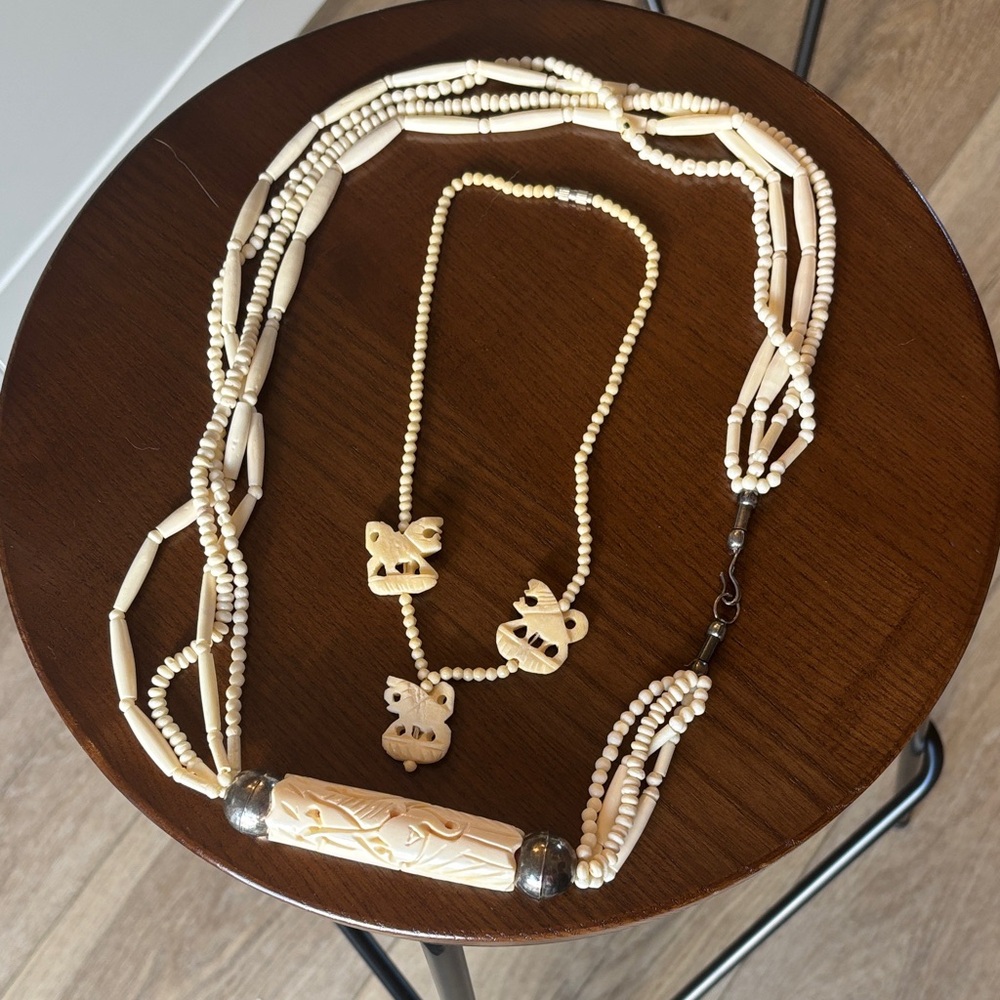 Elegant Cream Beaded Necklaces